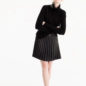 J. Crew Pleated Black Sparkle Mini Skirt